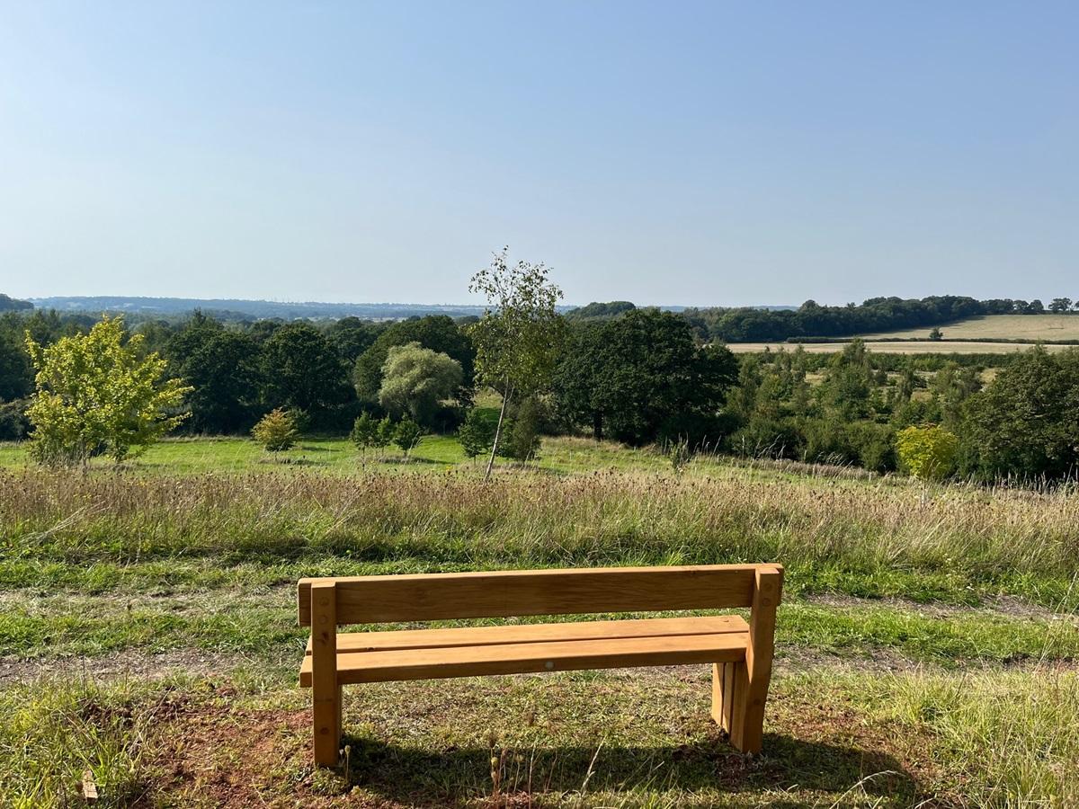 Bench looking over the view at Alne Wood Park